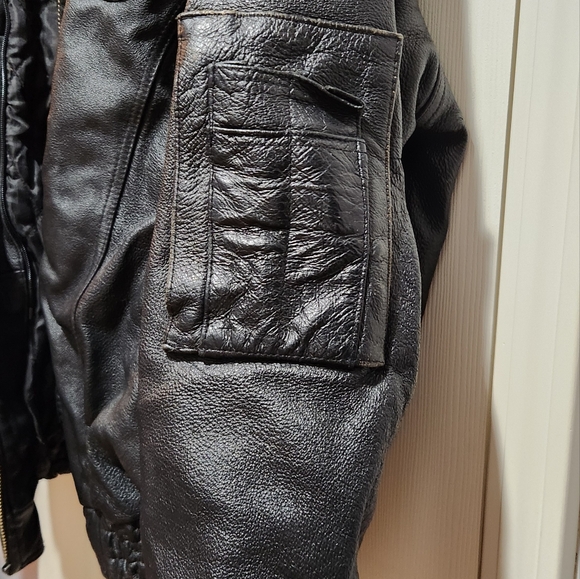 Oscar Piel, XXL is US Army, mens, leather jacket, Vintage, small blemish - Picture 4 of 12